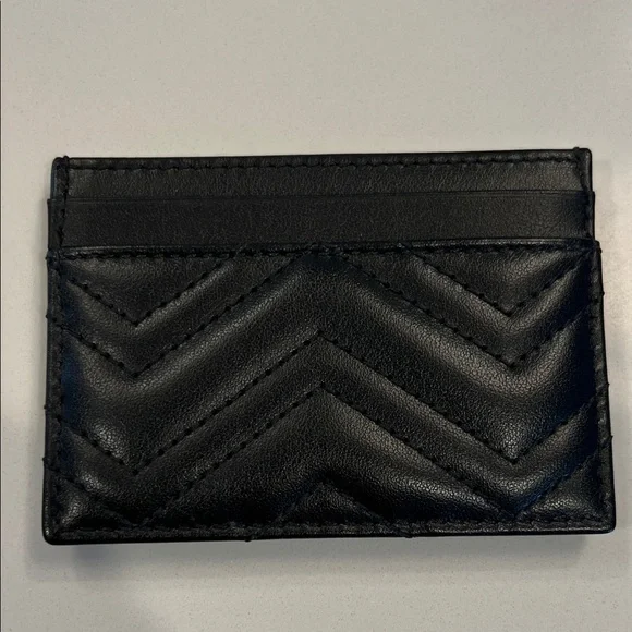 New Gucci Black GG Marmont Chevron Leather Card Case - Picture 3 of 5